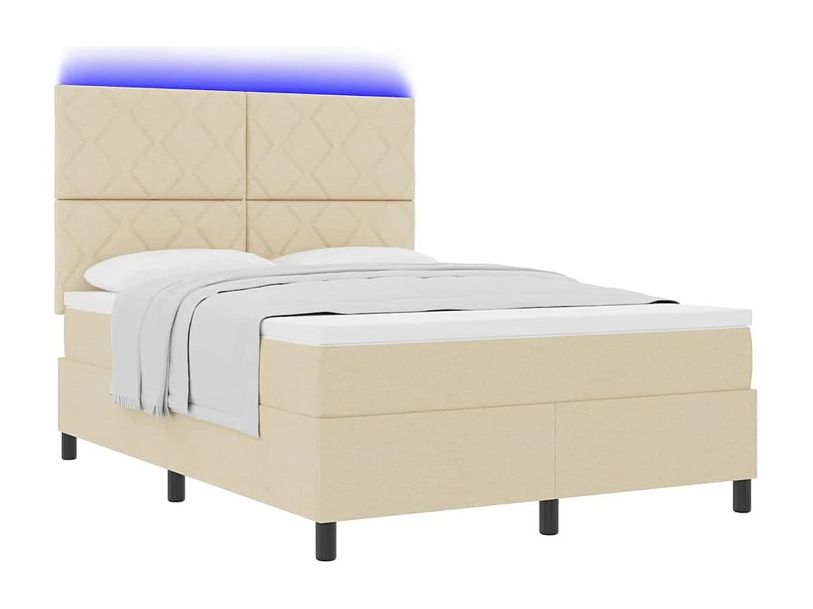 Cama tipo Box Spring con colchón Crema 160 x 200 cm tela