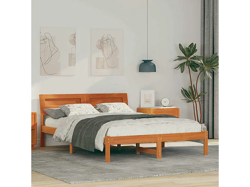 Estrutura da Cama com cabeceira Castanho-mel 120 x 200 cm