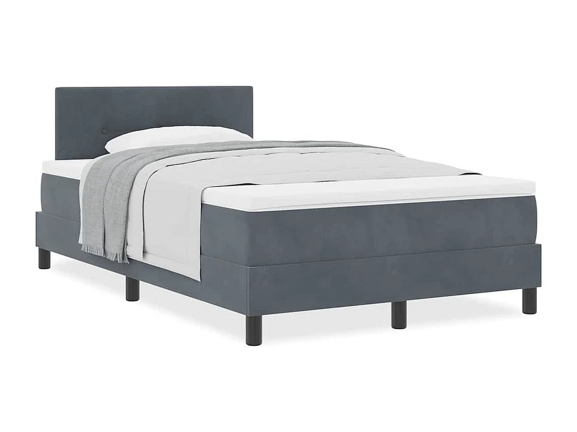 Cama con Somier y Colchón Gris oscuro 120 x 190 cm tela