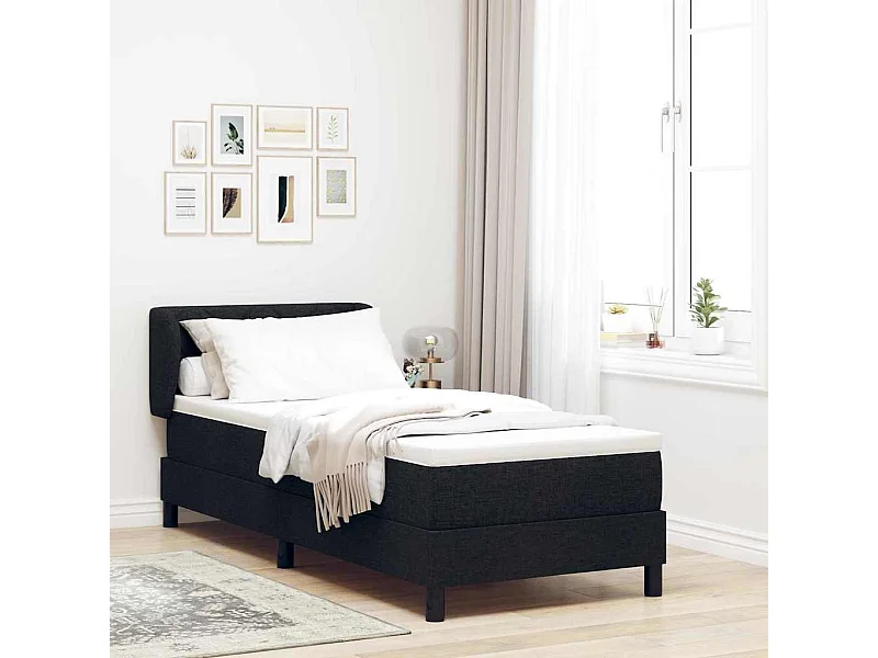 Cama box spring con colchón con colchón Negro 80 x 200 cm tela