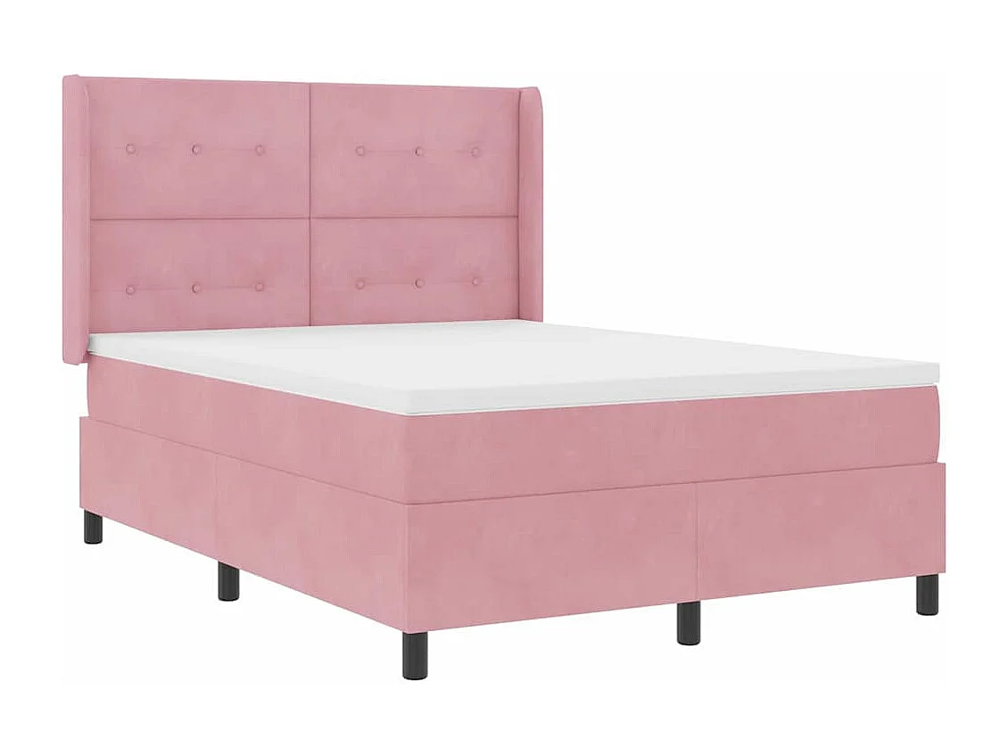 Cama con Box Spring LED y Colchón Rosa 160 x 200 cm Terciopelo