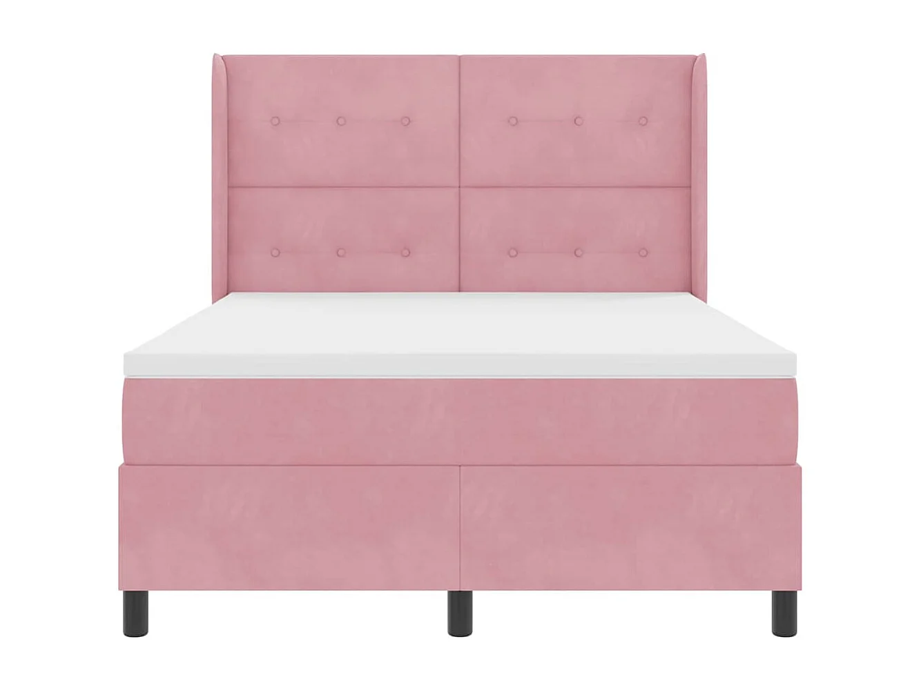 Cama con Box Spring LED y Colchón Rosa 160 x 200 cm Terciopelo