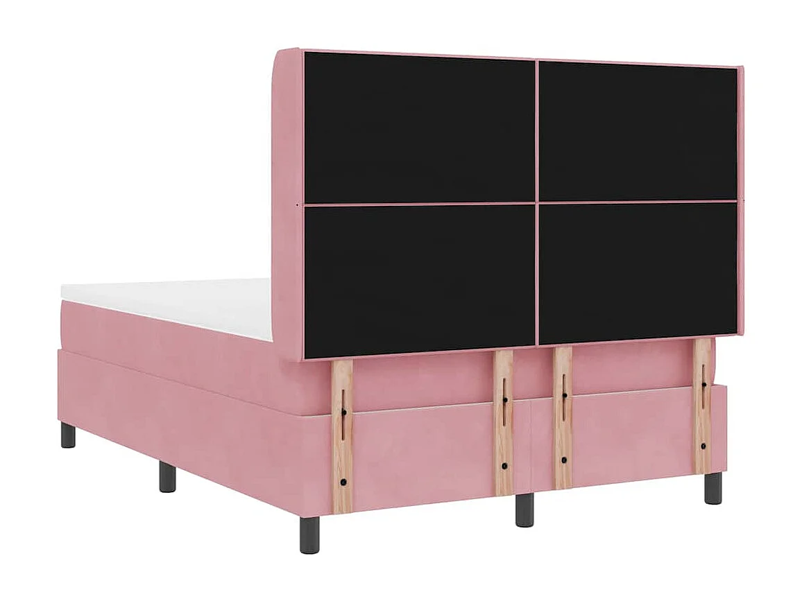 Cama con Box Spring LED y Colchón Rosa 160 x 200 cm Terciopelo