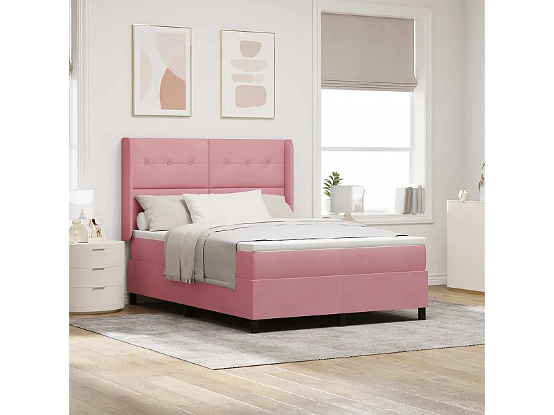 Cadre de lit avec Matelas LED Rose 160 x 200 cm Velours
