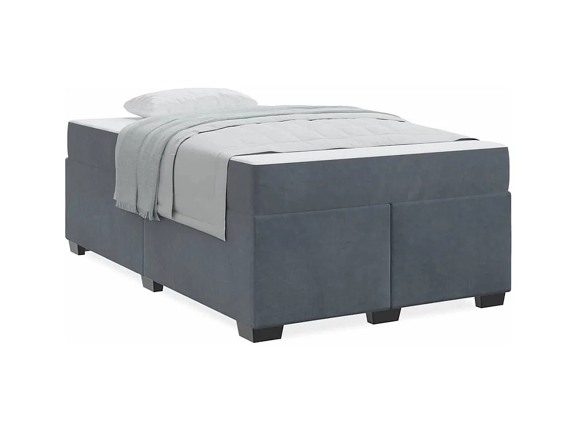 Cadre de lit avec matelas Gris foncé 120 x 200 cm Velours