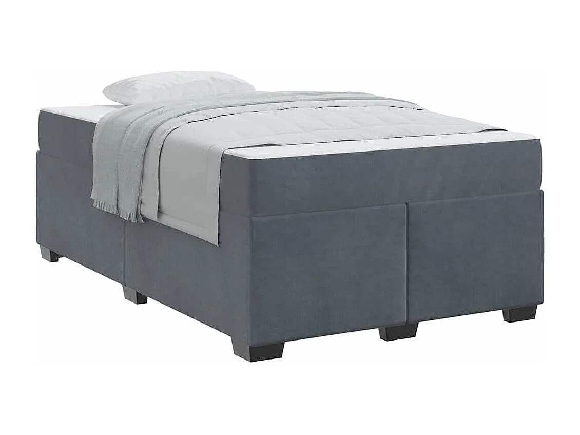 Cadre de lit avec matelas Gris foncé 120 x 200 cm Velours