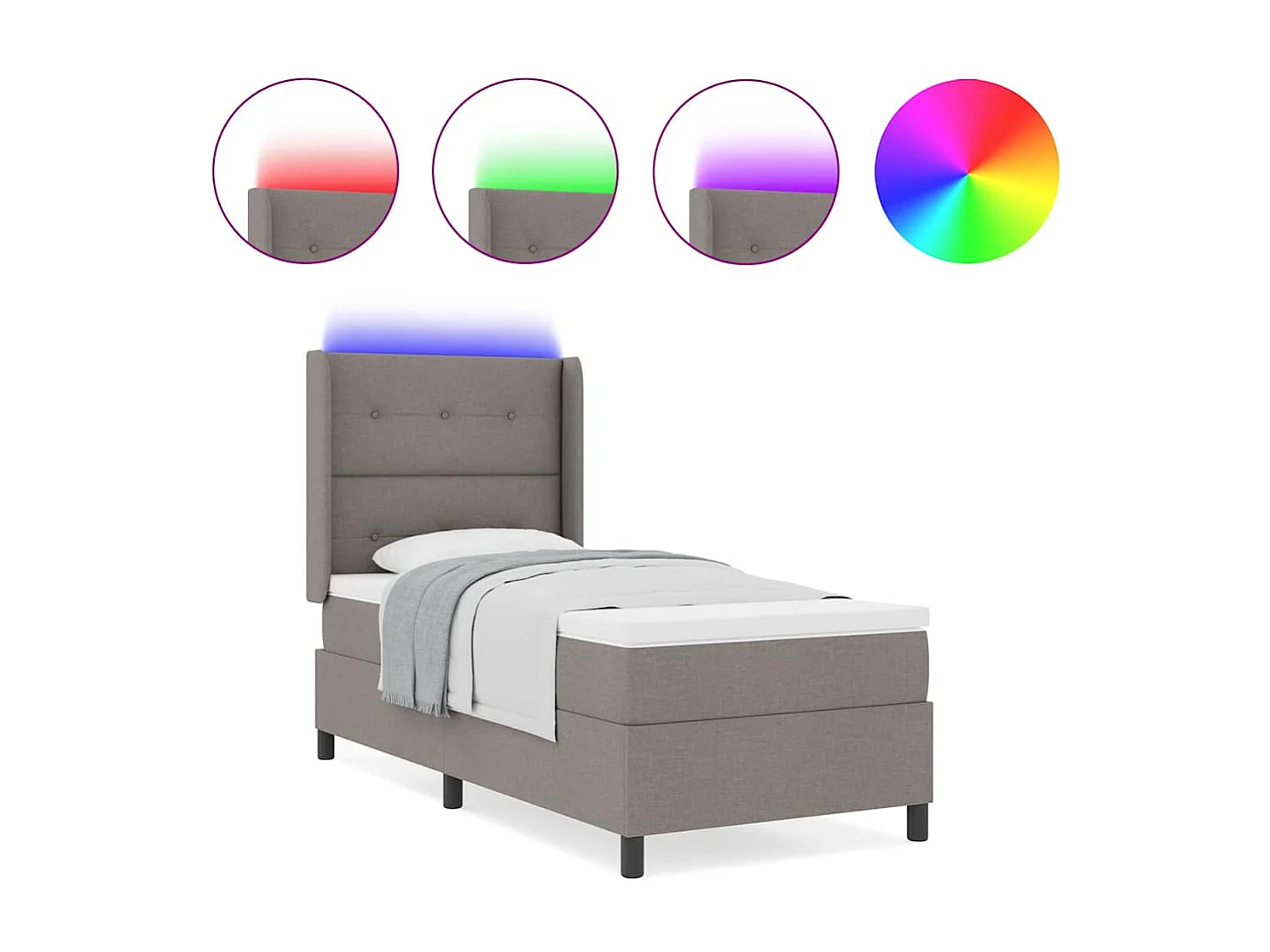 Cama tipo Box Spring con colchón Taupé 100 x 200 cm tela