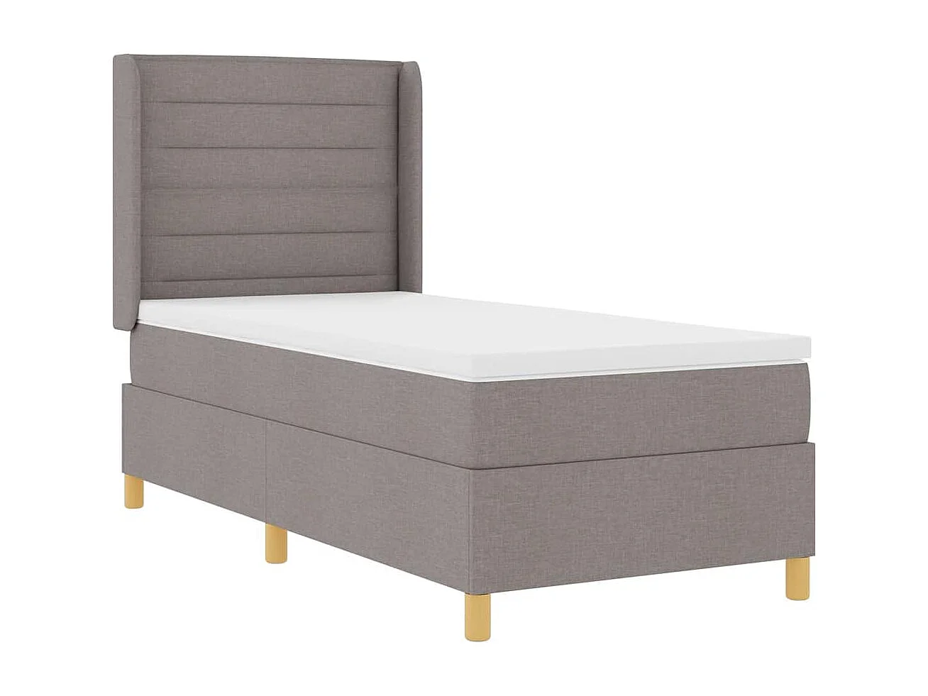 Cadre de lit avec matelas Taupe 100 x 200 cm tissu
