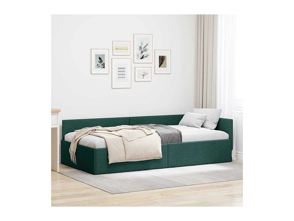 Estrutura de Cama de Canto Verde-escuro 90 x 190 cm