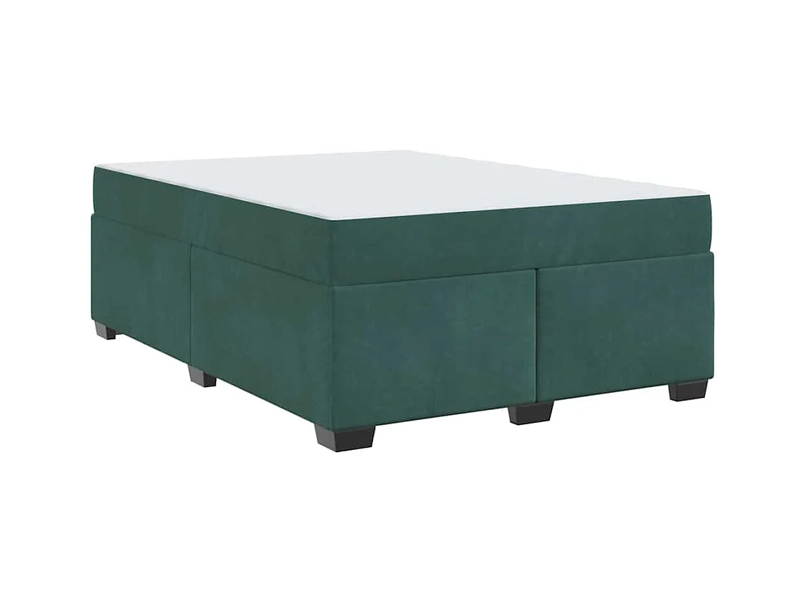 Cadre de lit avec matelas Vert foncé 160 x 200 cm Velours