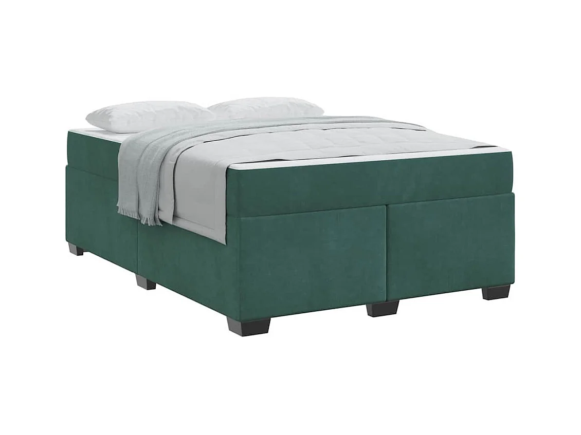 Cadre de lit avec matelas Vert foncé 160 x 200 cm Velours
