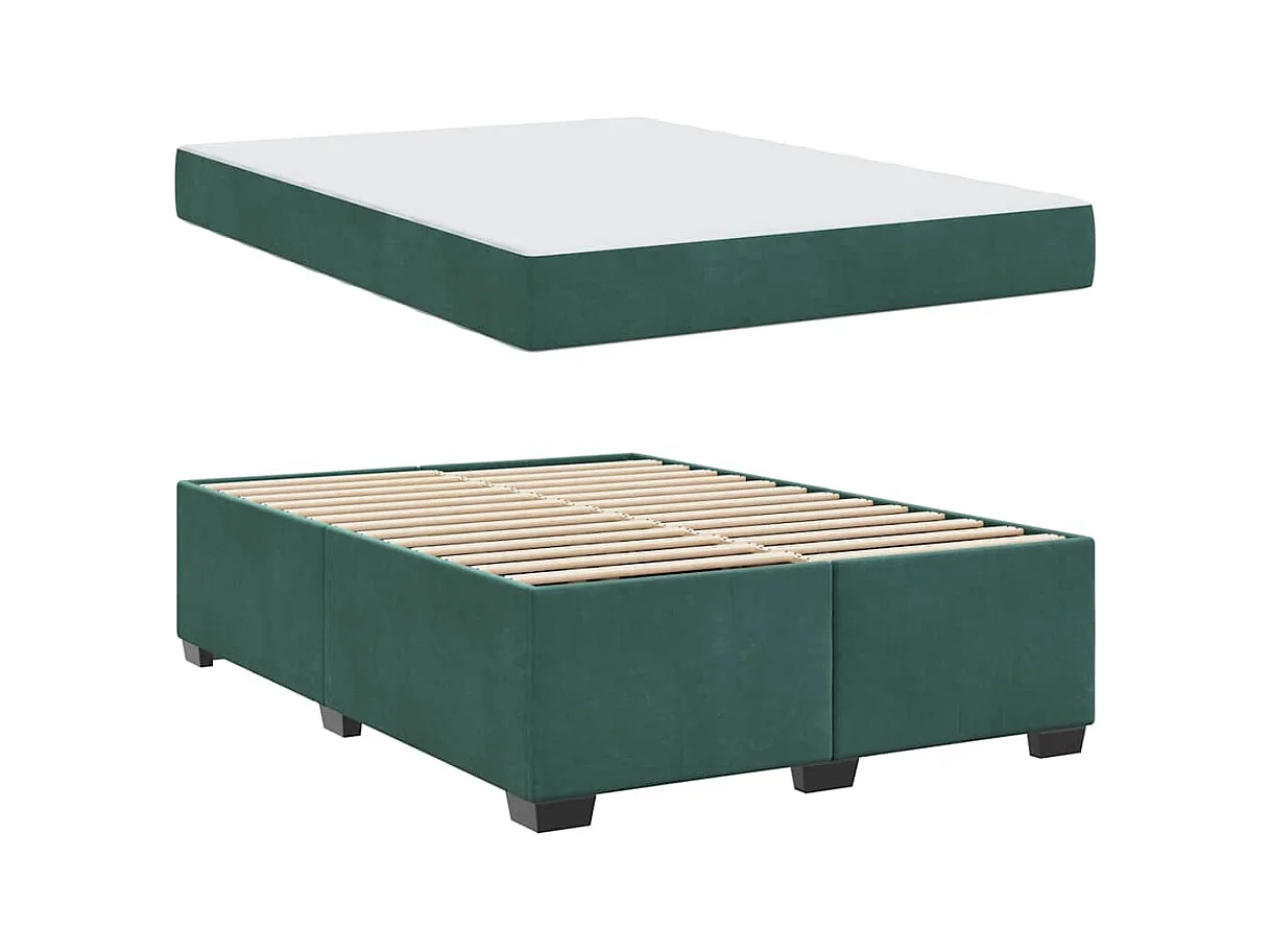 Cadre de lit avec matelas Vert foncé 160 x 200 cm Velours