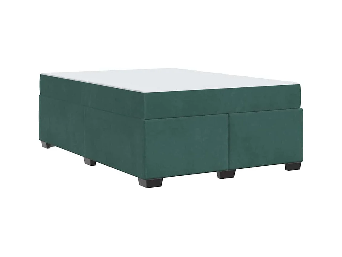 Cadre de lit avec matelas Vert foncé 160 x 200 cm Velours