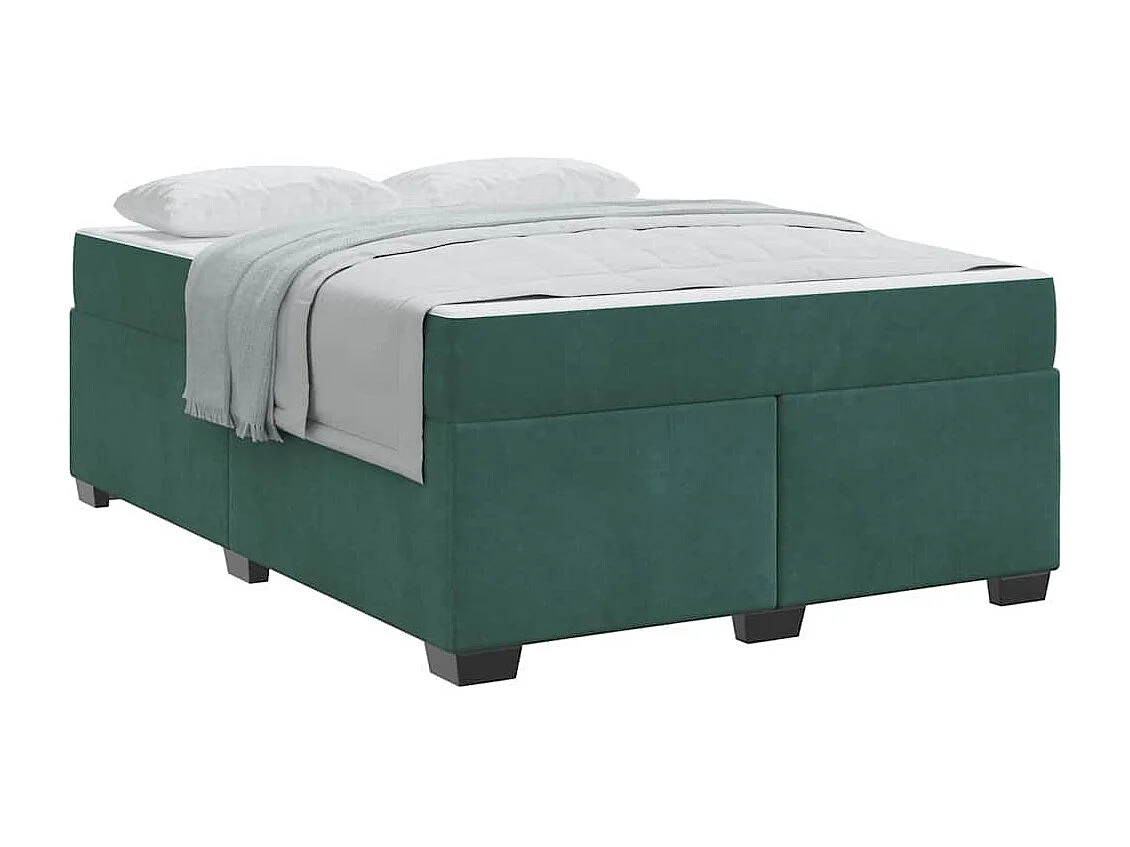 Cadre de lit avec matelas Vert foncé 160 x 200 cm Velours