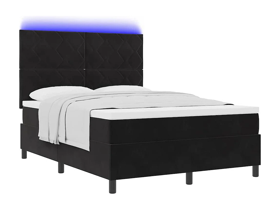 Cadre de lit avec matelas Noir 140 x 190 cm Velours
