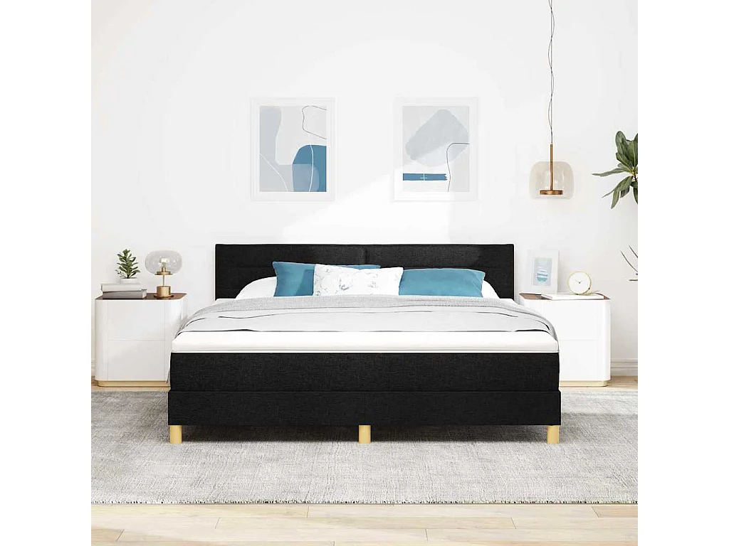 Boxspringbed met matras met matras Zwart 180 x 200 cm Stof
