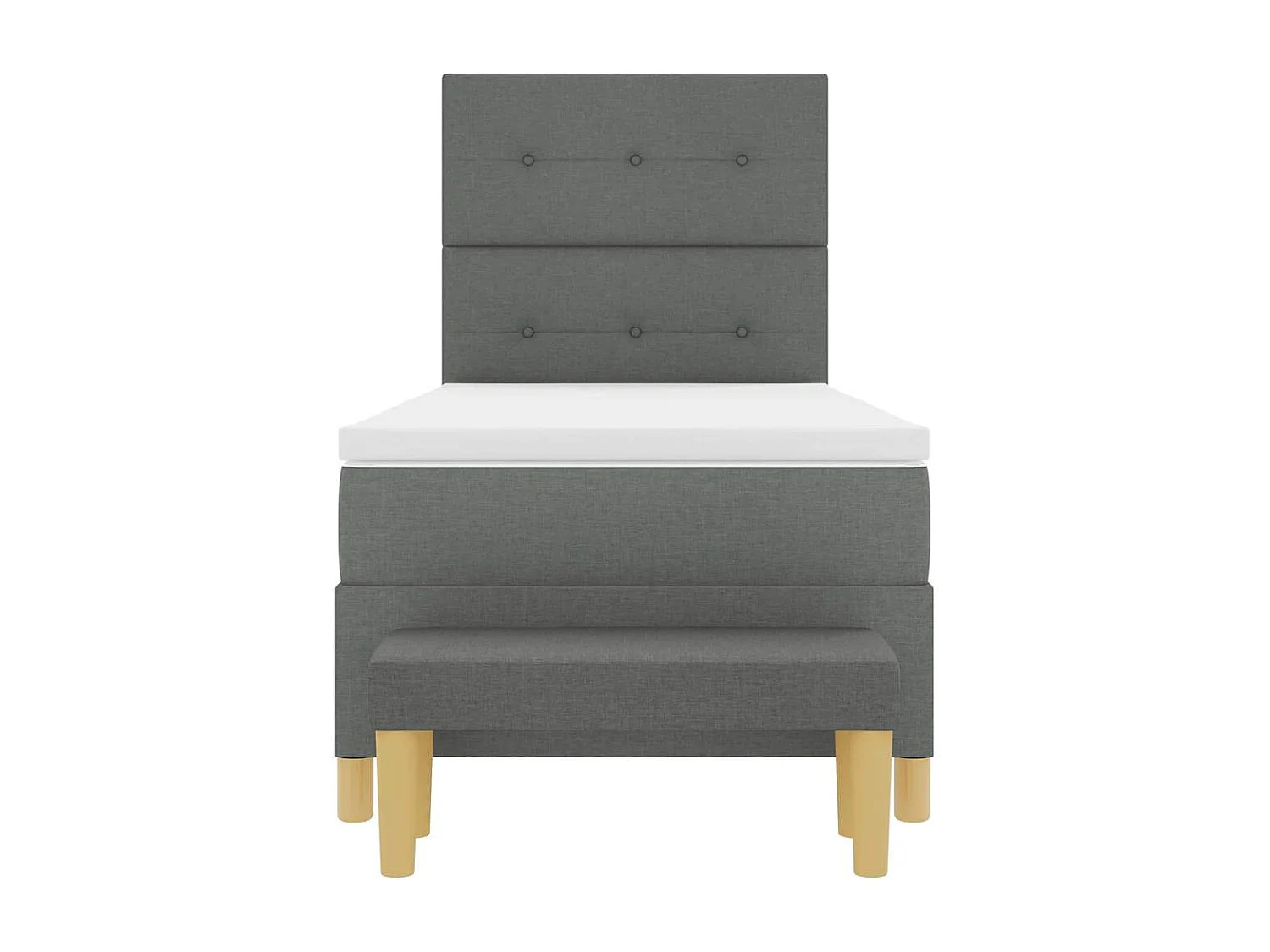 Cama tipo Box Spring con colchón Gris oscuro 90 x 200 cm tela