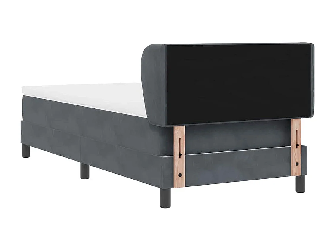 Cadre de lit avec matelas gris foncé 80x200 cm en velours
