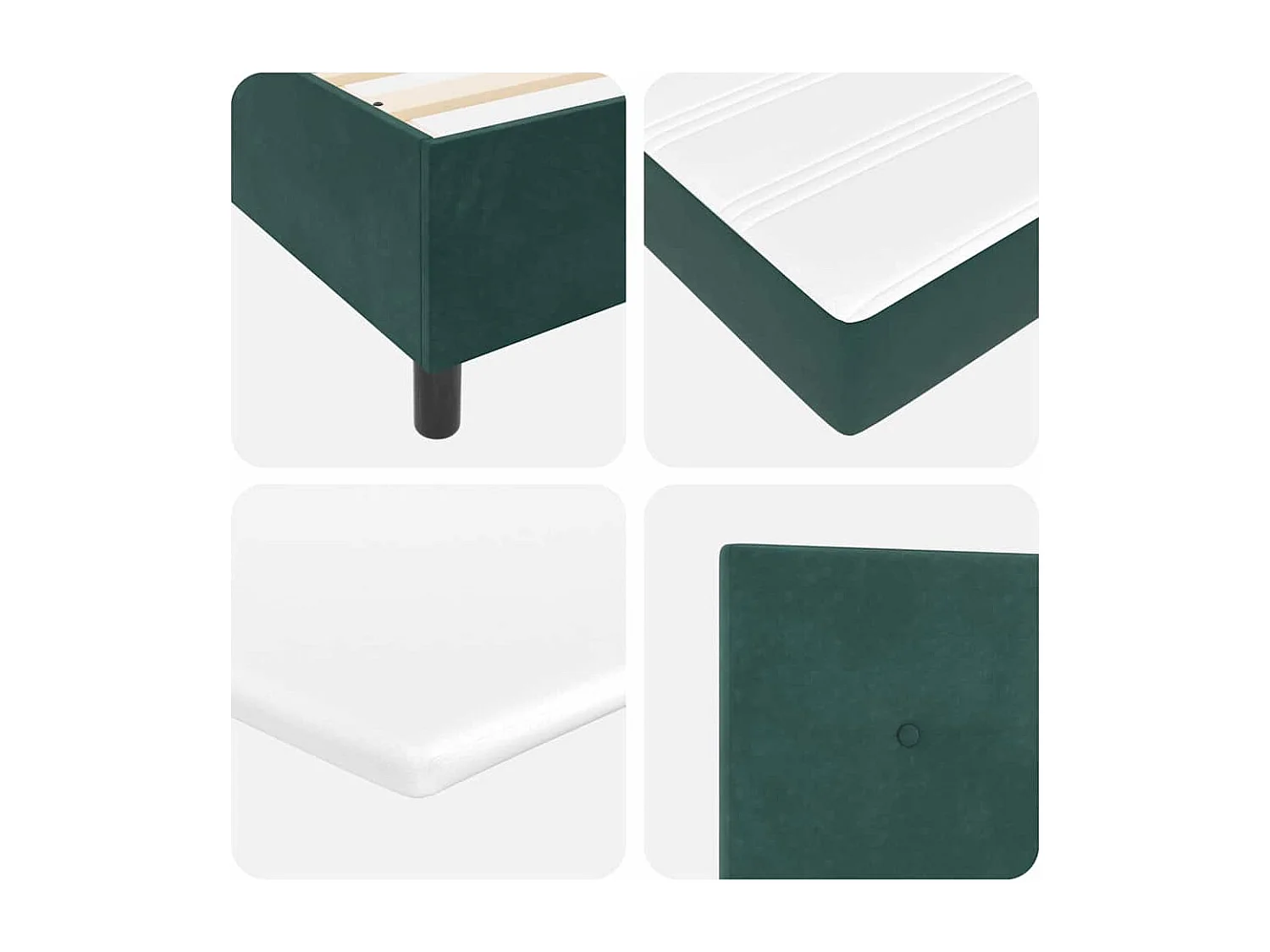 Cama tipo Box Spring Verde oscuro 100 x 200 cm Terciopelo