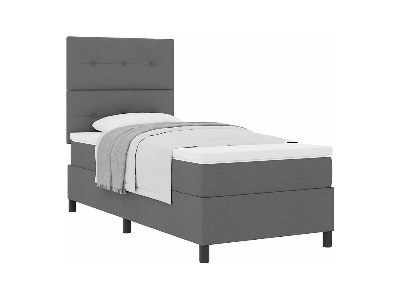 Cadre de lit avec matelas Gris foncé 100 x 200 cm tissu