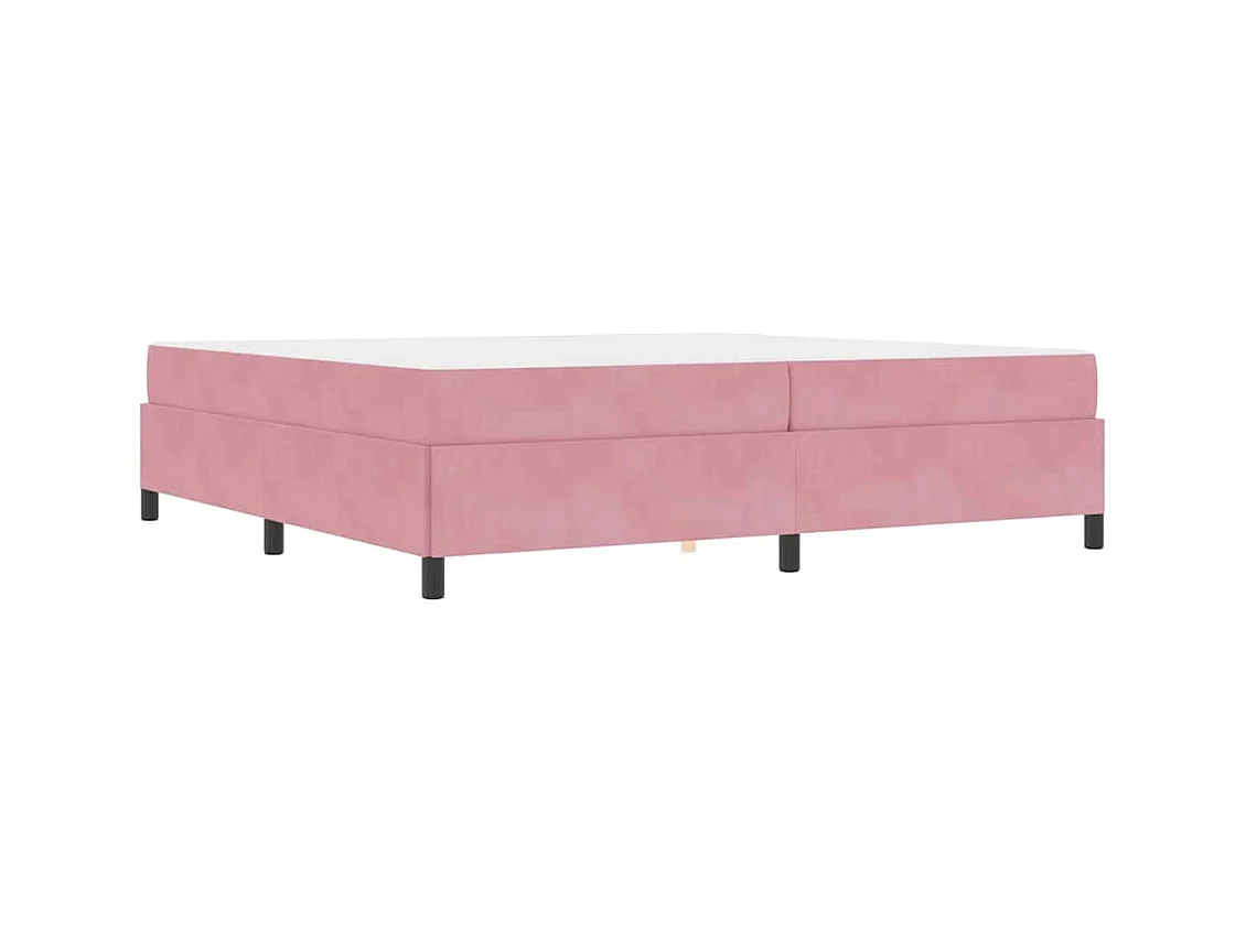 Cadre de lit avec matelas Rose et blanc 200 x 200 cm Velours