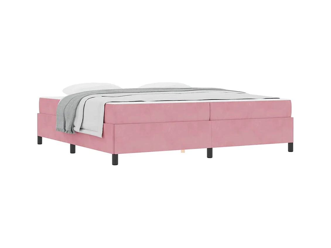 Cadre de lit avec matelas Rose et blanc 200 x 200 cm Velours