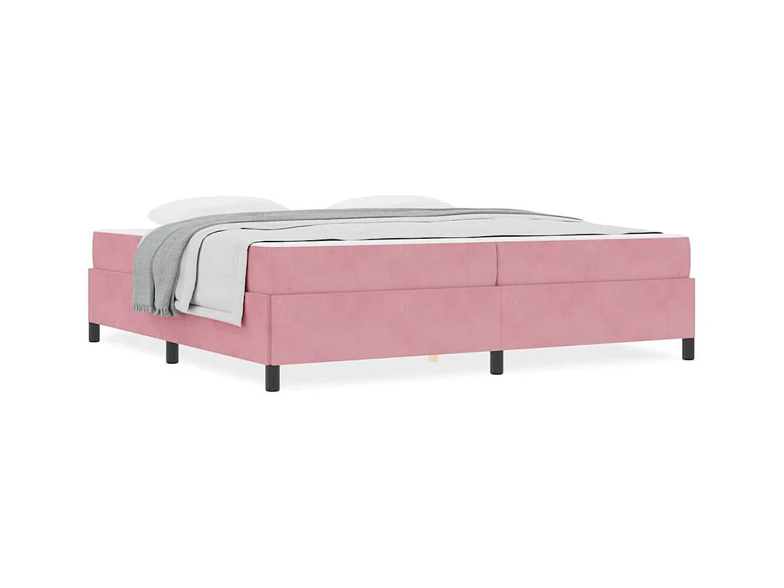 Cadre de lit avec matelas Rose et blanc 200 x 200 cm Velours