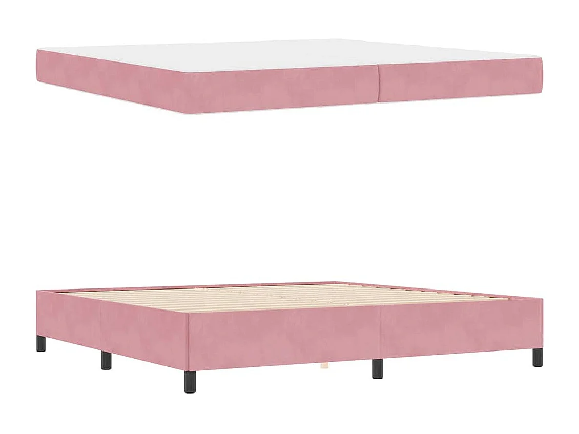 Cadre de lit avec matelas Rose et blanc 200 x 200 cm Velours