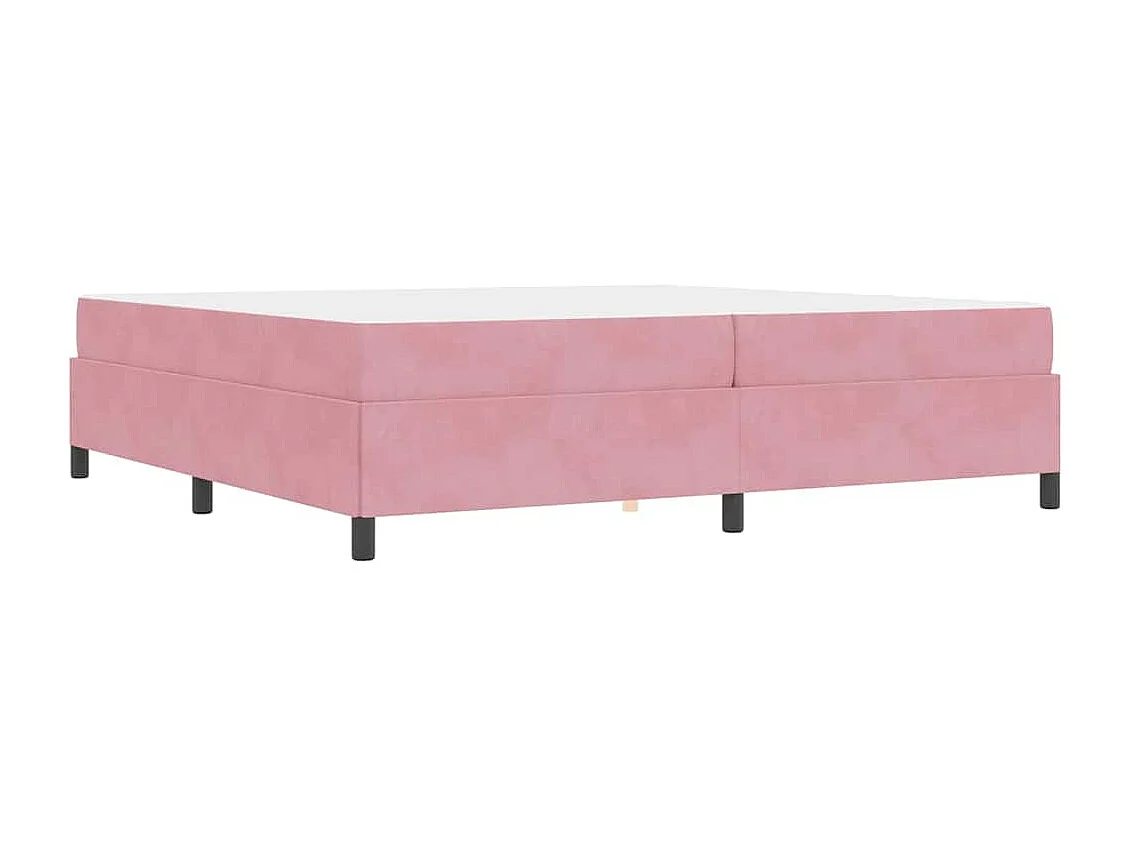 Cadre de lit avec matelas Rose et blanc 200 x 200 cm Velours