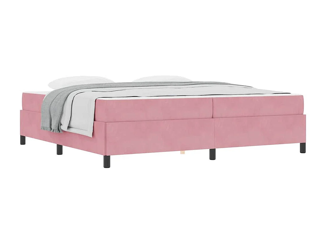 Estructura de cama Rosa y blanco 200 x 200 cm Terciopelo