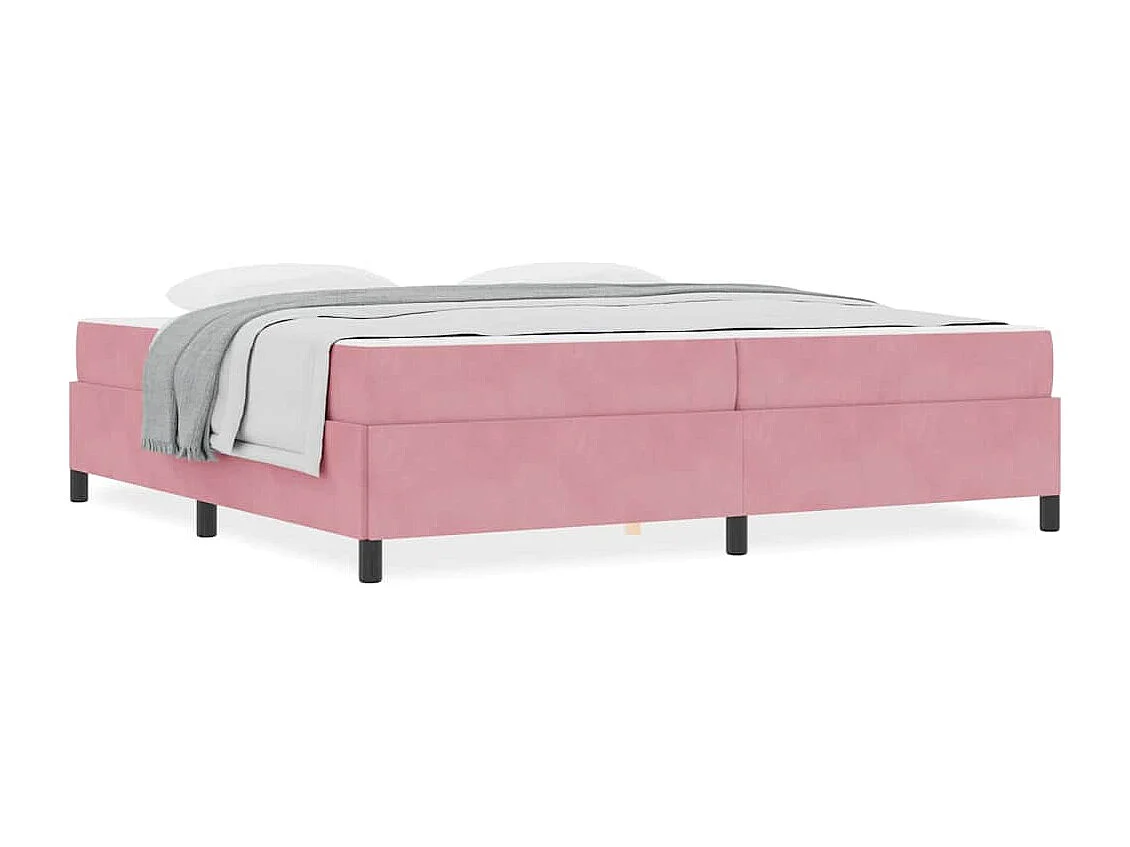 Estructura de cama Rosa y blanco 200 x 200 cm Terciopelo
