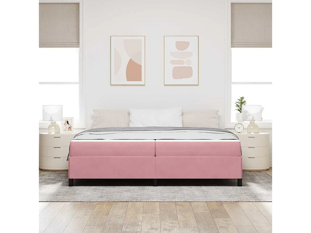 Estructura de cama Rosa y blanco 200 x 200 cm Terciopelo