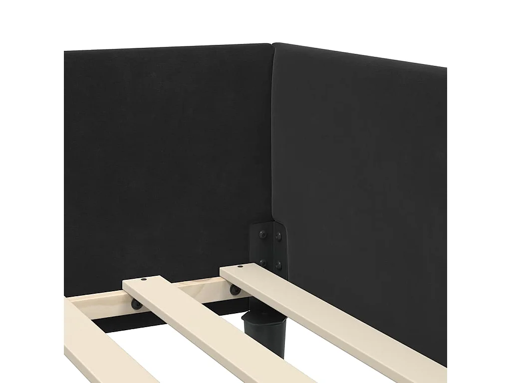 Cadre de lit d'angle Noir 90 x 200 cm Velours et bois stratifié