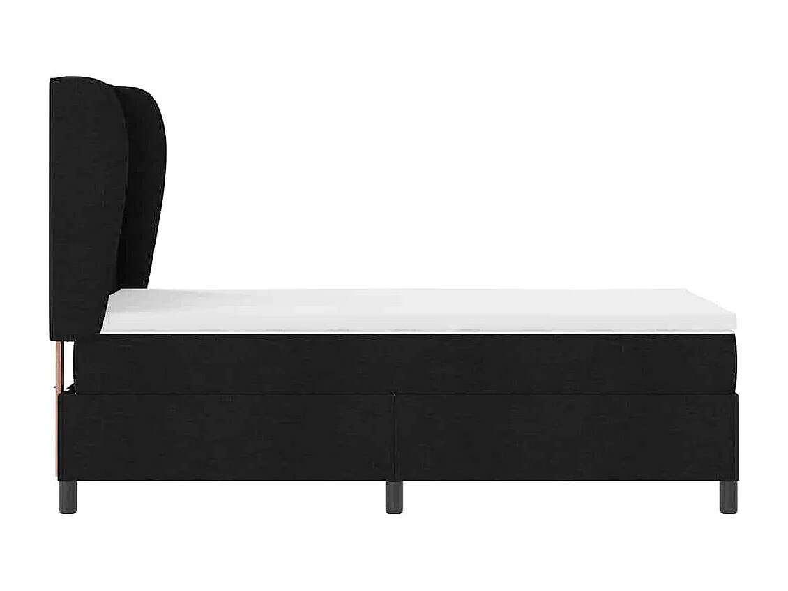 Cama tipo Box Spring con colchón Negro 80 x 200 cm tela