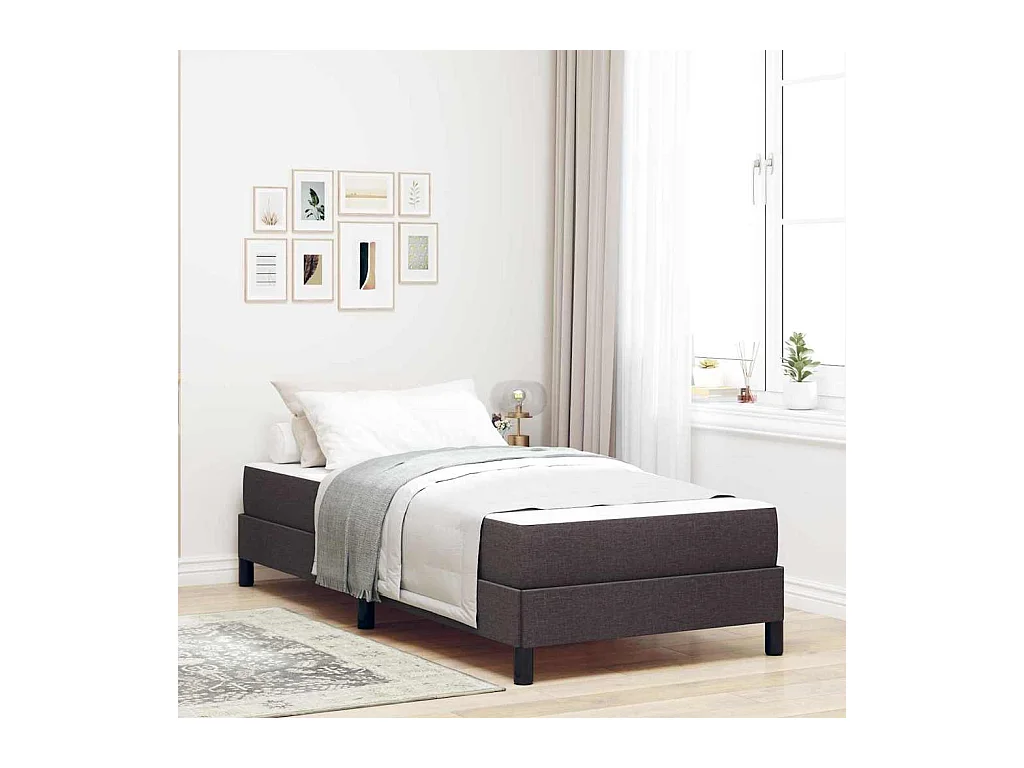 Cama Box com colchão Castanho escuro 90 x 190 cm tecido