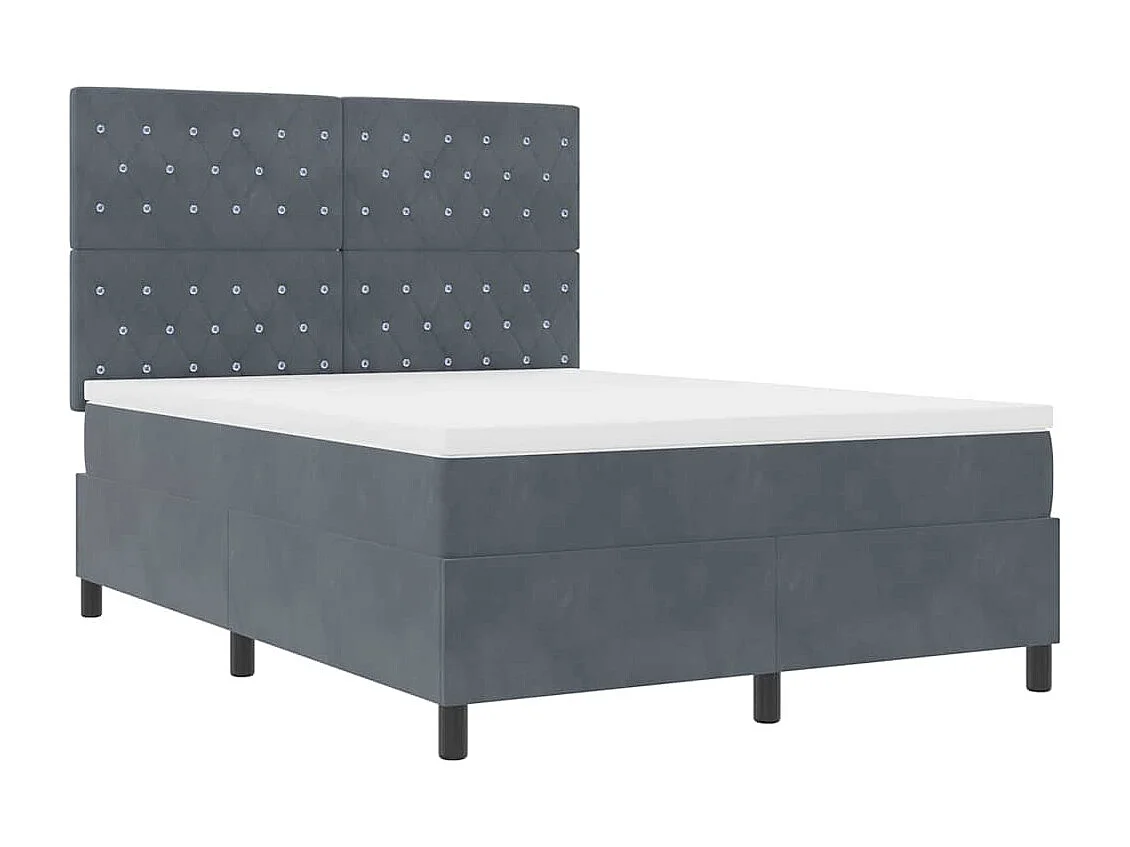 Cadre de lit avec matelas Gris foncé 160 x 200 cm Velours