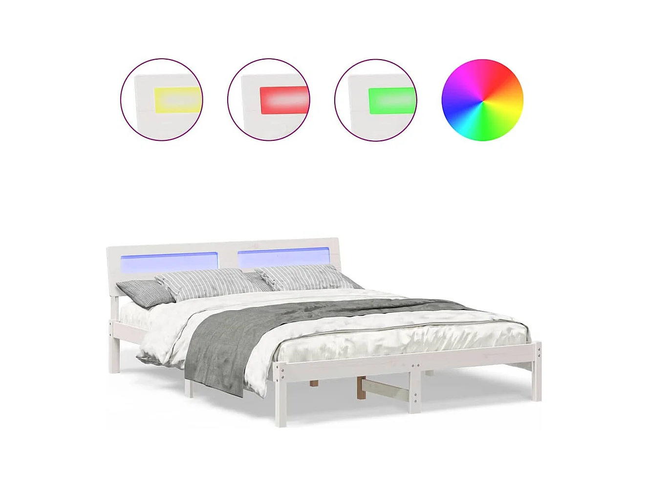 Estrutura da Cama Branco 150 x 200 cm Madeira de pinho maciça