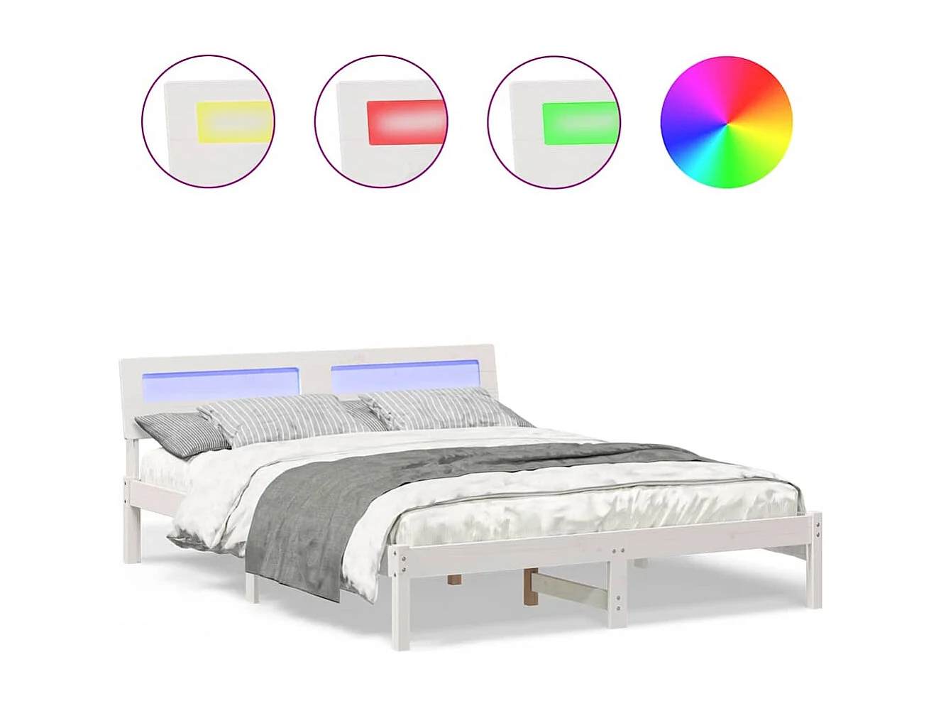 Estructura de cama Blanco 150 x 200 cm Madera maciza de pino