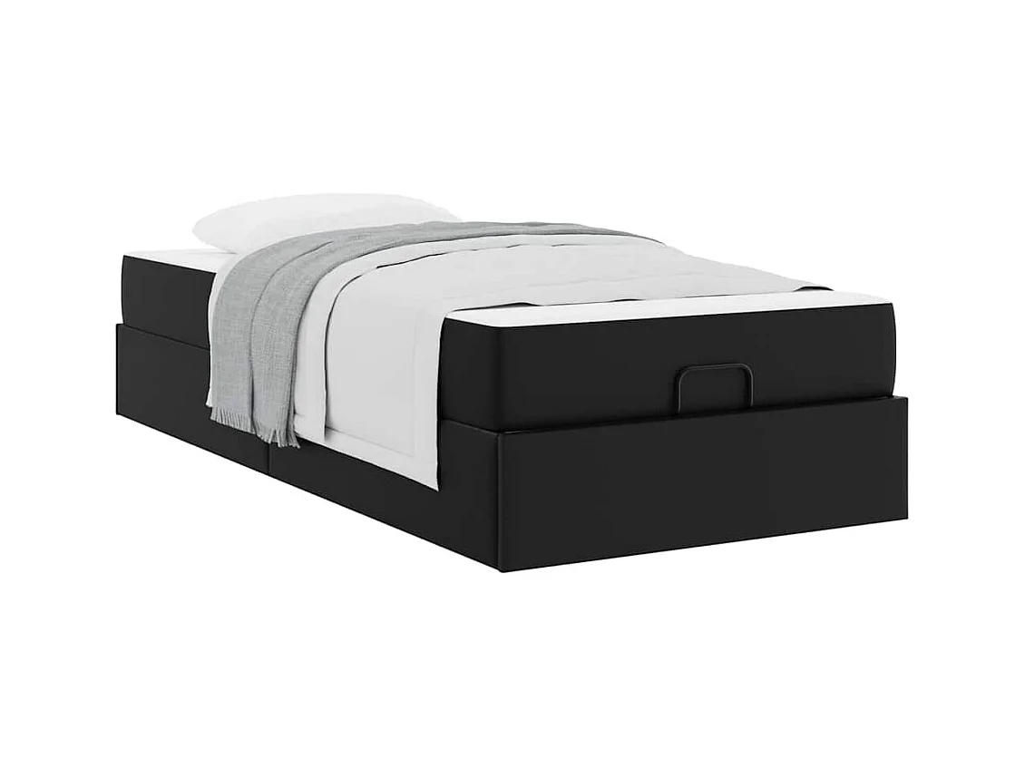 Cadre de lit avec matelas Noir 80 x 200 cm Faux cuir