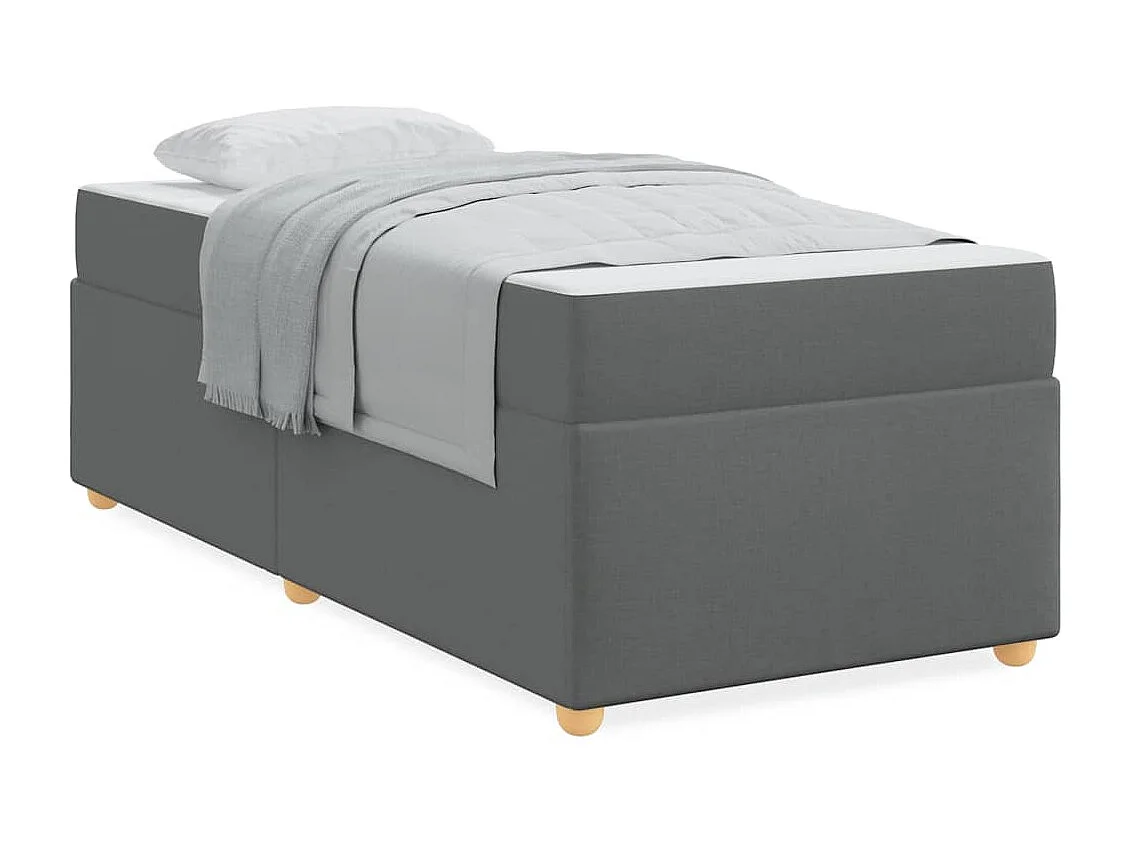 Estructura de cama con colchón Gris oscuro 90 x 190 cm tela
