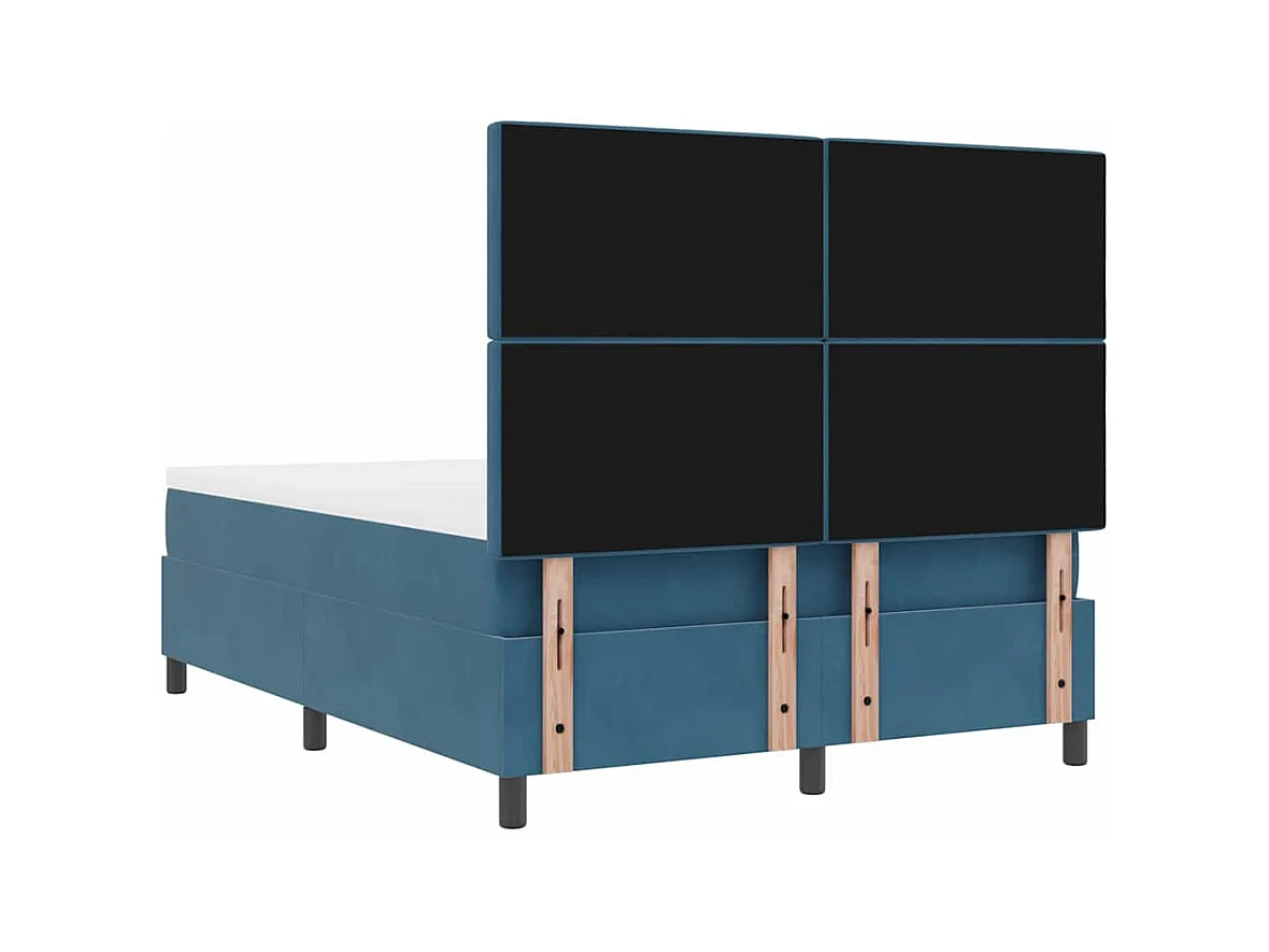 Cadre de lit avec matelas Bleu foncé 160 x 200 cm Velours