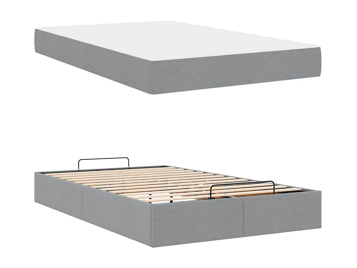 Bedframe met matras Lichtgrijs 120 x 190 cm Stof