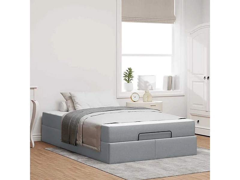 Bedframe met matras Lichtgrijs 120 x 190 cm Stof