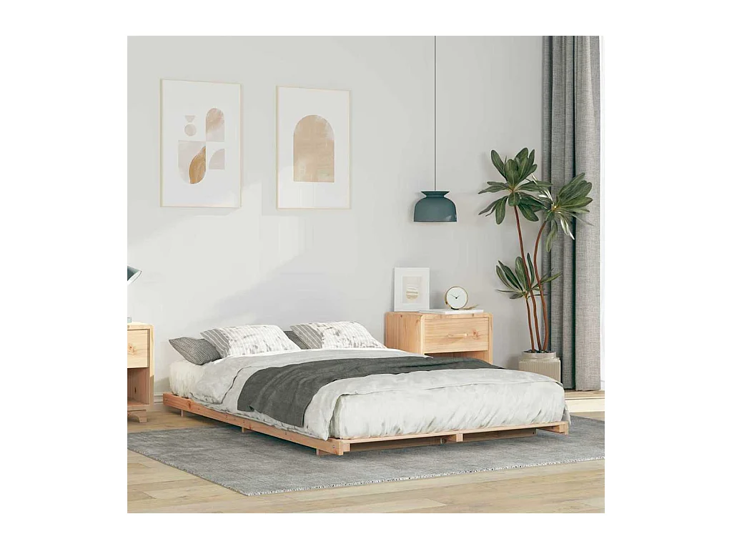 Estrutura de cama de chão Castanho 140 x 190 cm