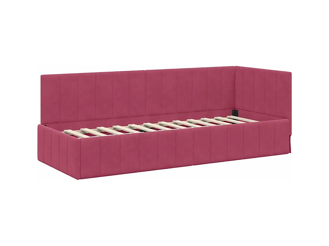 Cadre de lit d'angle Rouge bordeaux 80 x 200 cm Velours