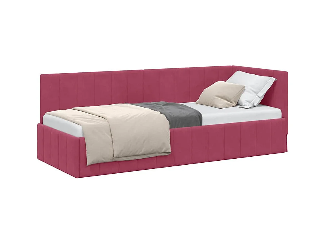 Cadre de lit d'angle Rouge bordeaux 80 x 200 cm Velours