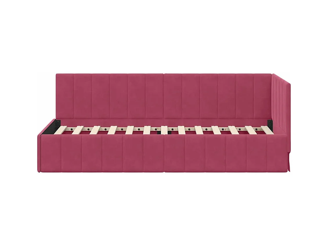 Cadre de lit d'angle Rouge bordeaux 80 x 200 cm Velours