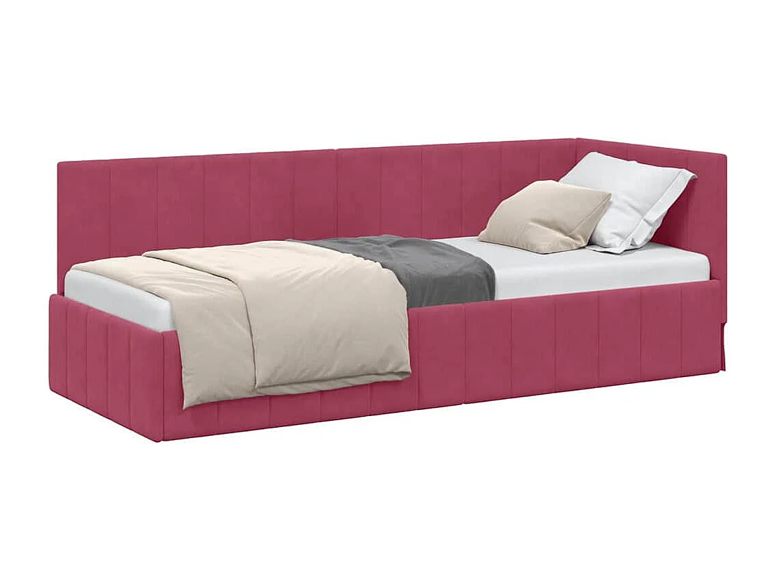 Cadre de lit d'angle Rouge bordeaux 80 x 200 cm Velours