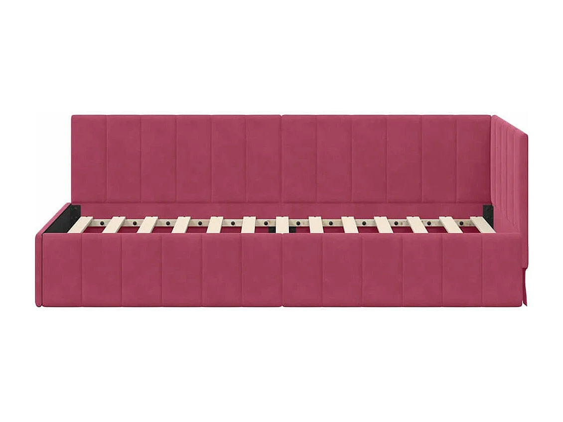 Cadre de lit d'angle Rouge bordeaux 80 x 200 cm Velours