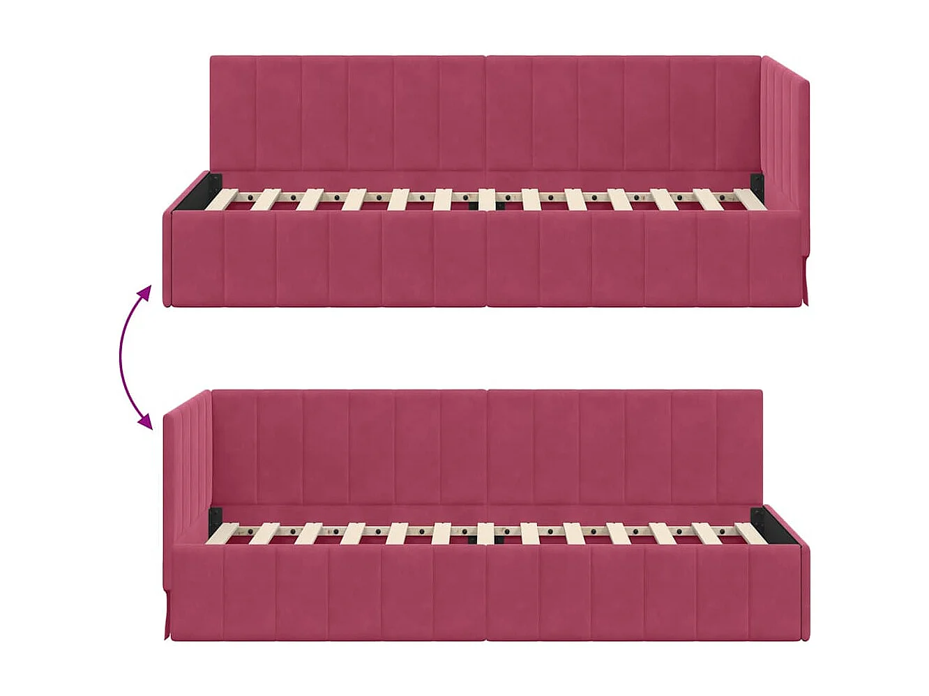 Cadre de lit d'angle Rouge bordeaux 80 x 200 cm Velours